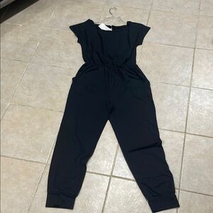 Elegant Black Jumpsuit, soft cotton blend, Size Med., pockets; NWT